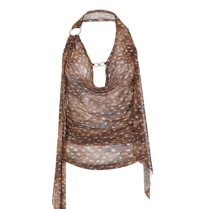 Damen modisch wrap top med transparent design och långa band Mirla-Eva Jonsson