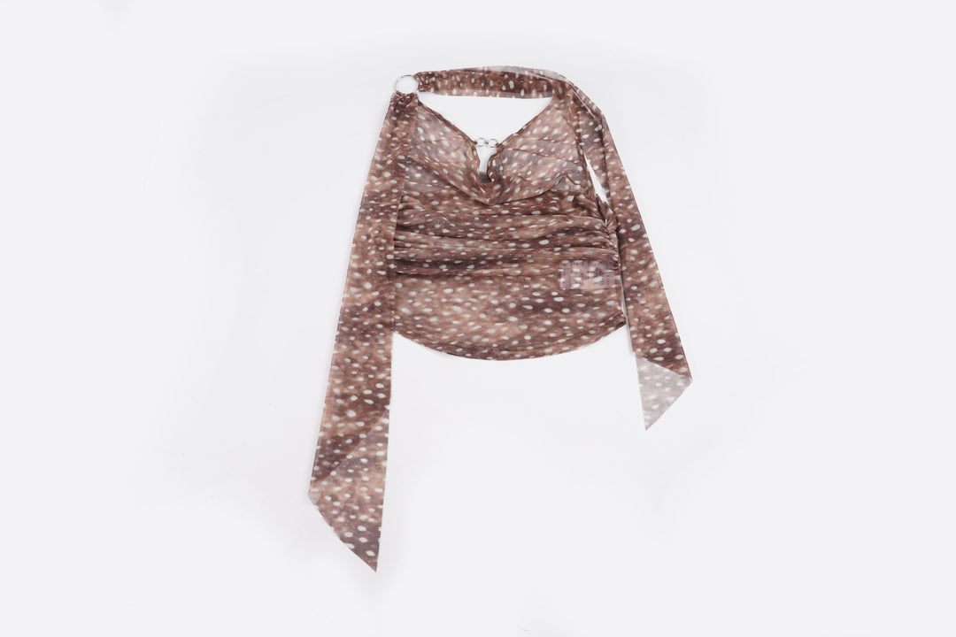 Damen modisch wrap top med transparent design och långa band Mirla-Eva Jonsson