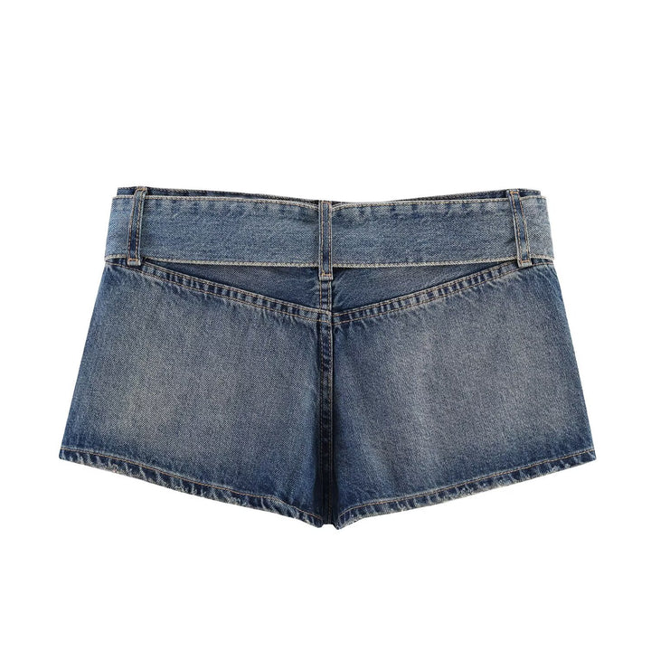 Damen modische Destroyed Denim-shorts med justerbart bälte Mirla-Eva Jonsson