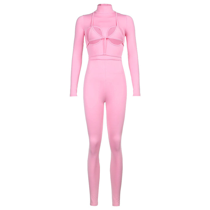 Damen modische Sport-Set mit High-Neck-Oberteil und figurbetonad byxa Mirla-Eva Jonsson