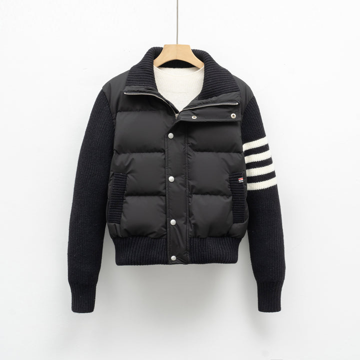 Damen modische Steppjacke mit Strickärmel und hohem Kragen Mirla-Eva Jonsson