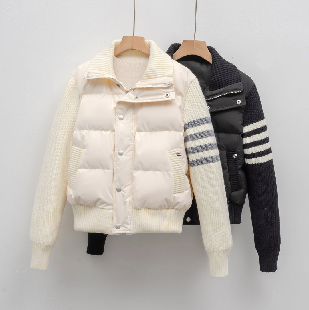 Damen modische Steppjacke mit Strickärmel und hohem Kragen Mirla-Eva Jonsson