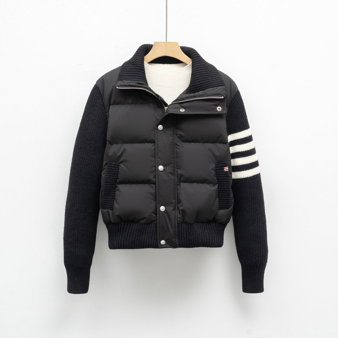 Damen modische Steppjacke mit Strickärmel und hohem Kragen Mirla-Eva Jonsson