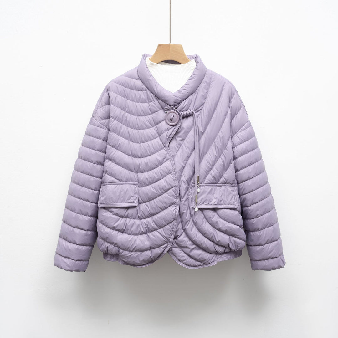 Damen modische Steppjacke mit asymmetrischem Schnitt und praktischen Taschen Eva Jonsson-Eva Jonsson