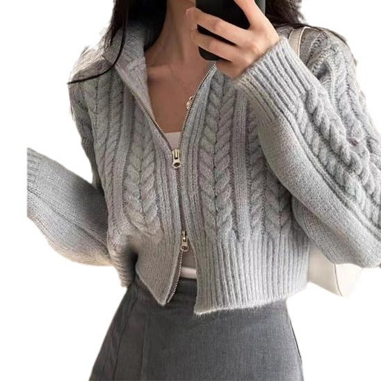 Damen modische Strickjacke mit strukturiertem Zopfmuster und kurzem Schnitt Mirla-Eva Jonsson