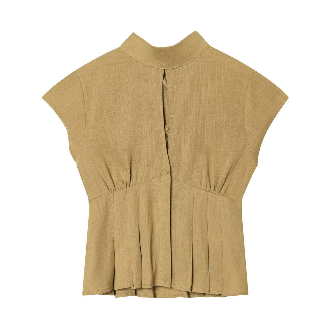 Damen modische blouse med asymmetrisk skärning och dekorativa veck Mirla-Eva Jonsson