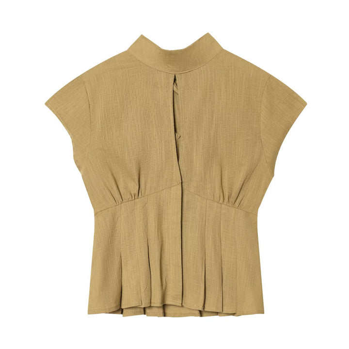 Damen modische blouse med asymmetrisk skärning och dekorativa veck Mirla-Eva Jonsson