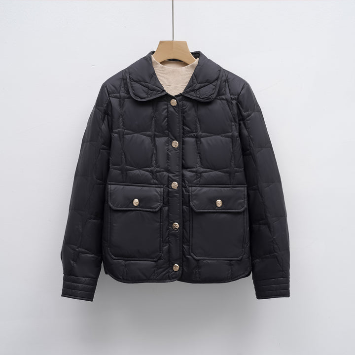 Damen modische gesteppte Jacke mit Taschen und Knopfverschluss Mirla-Eva Jonsson