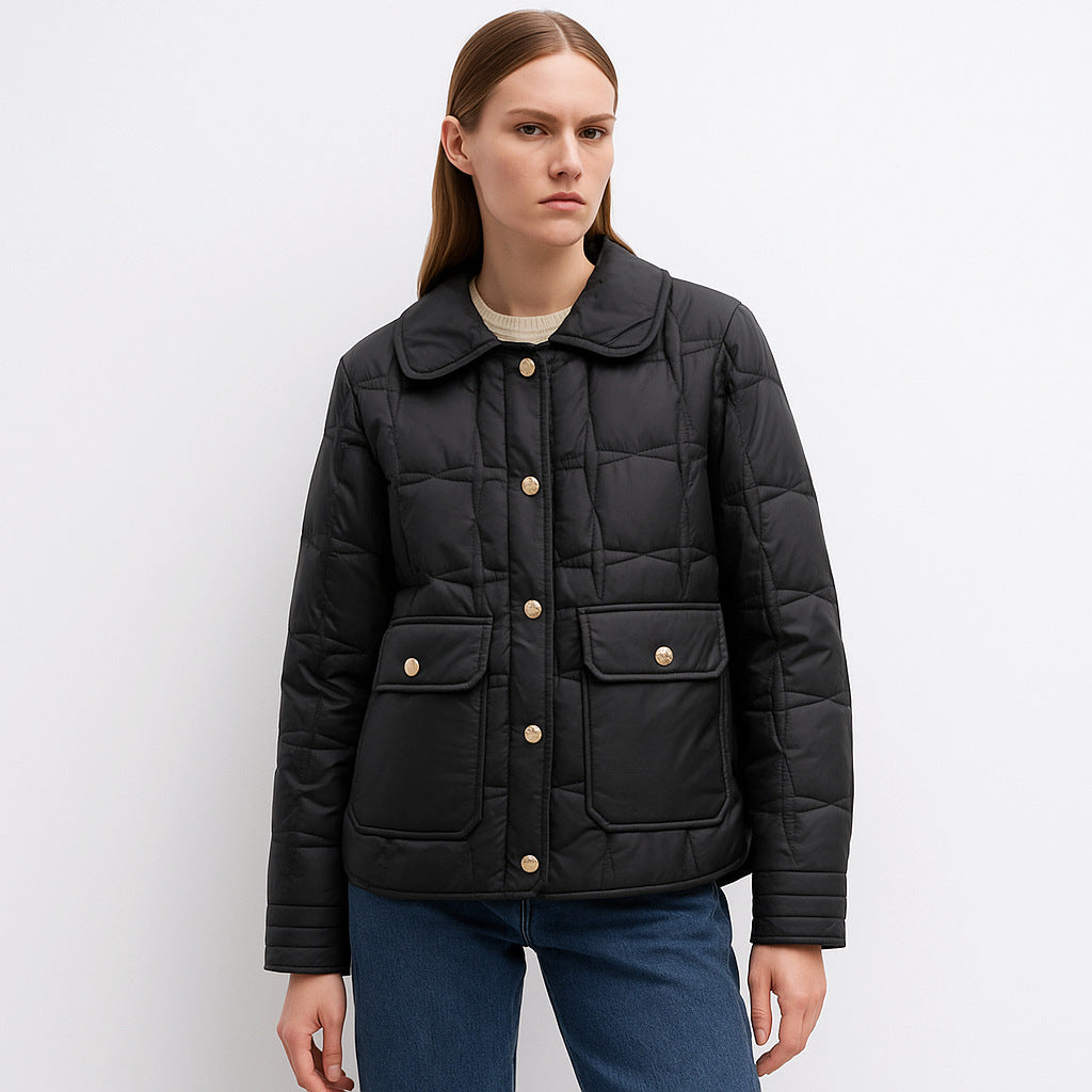 Damen modische gesteppte Jacke mit Taschen und Knopfverschluss Mirla-Eva Jonsson