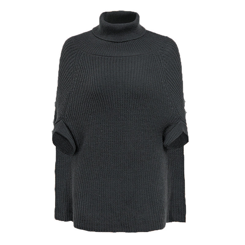 Damen modischer Strickpullover mit hochstehendem Kragen und exklusivem Häkelmuster Mirla-Eva Jonsson