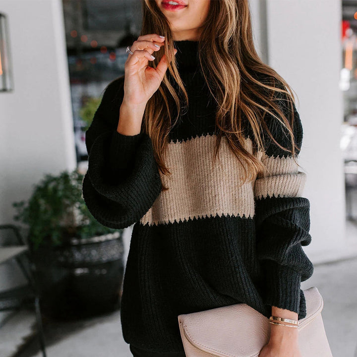 Damen modischer Strickpullover mit innovativer Farbkombination und strukturiertem Design Mirla-Eva Jonsson