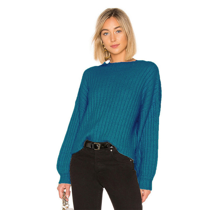 Damen modischer Strickpullover mit überschnittenen Ärmeln und feiner Rippstruktur Mirla-Eva Jonsson