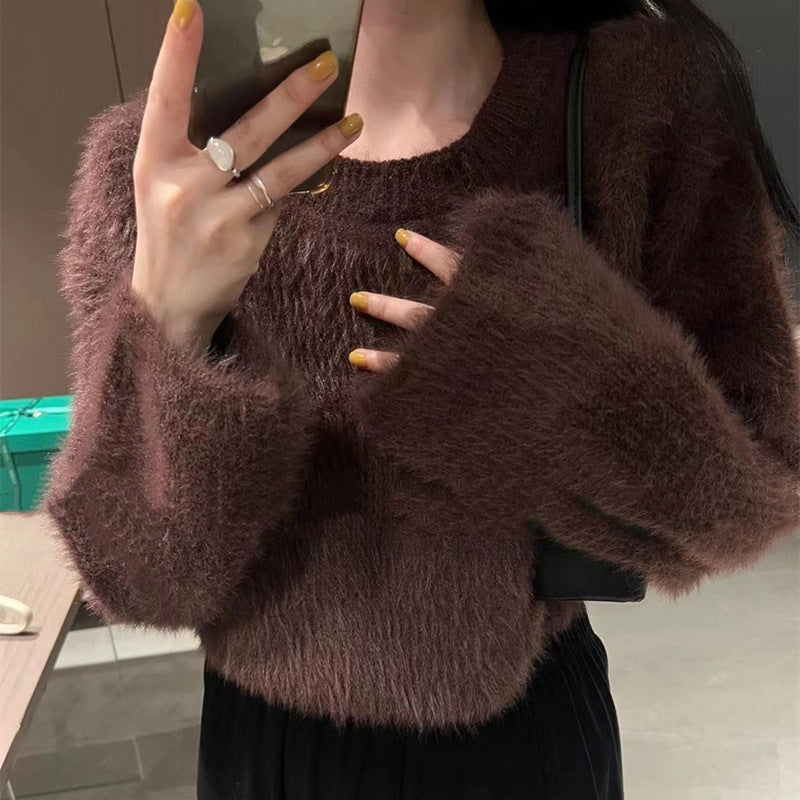 Damen modischer cropped Pullover mit weichem Flausch-Material Mirla-Eva Jonsson
