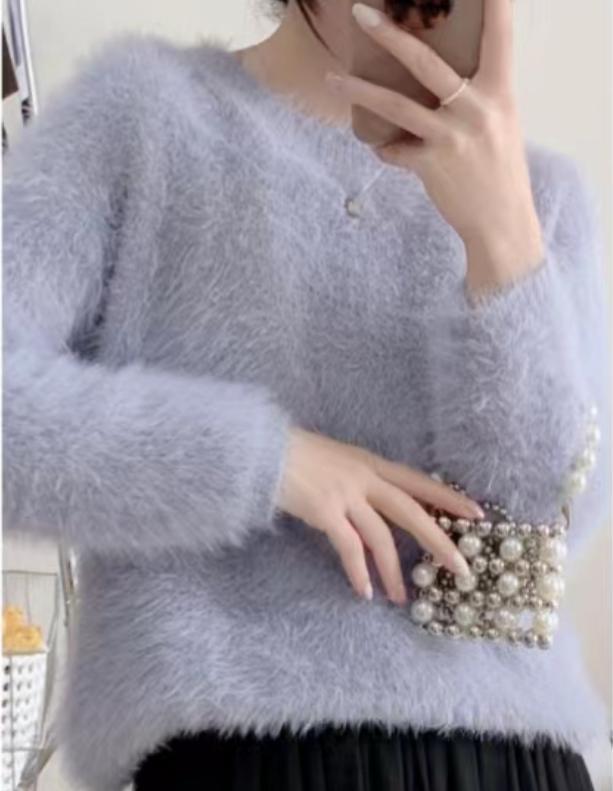 Damen modischer cropped Pullover mit weichem Flausch-Material Mirla-Eva Jonsson