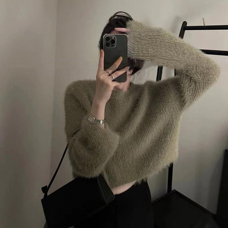 Damen modischer cropped Pullover mit weichem Flausch-Material Mirla-Eva Jonsson