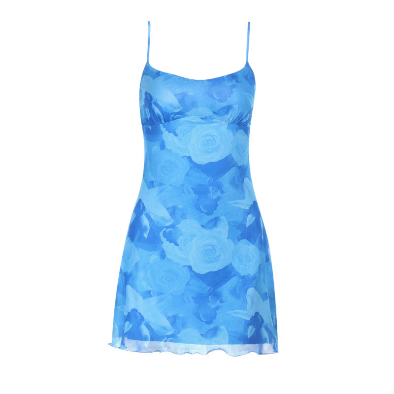 Damen modisches Sommerkleid mit zartem Blumenmuster und verstellbaren Trägern Mirla-Eva Jonsson
