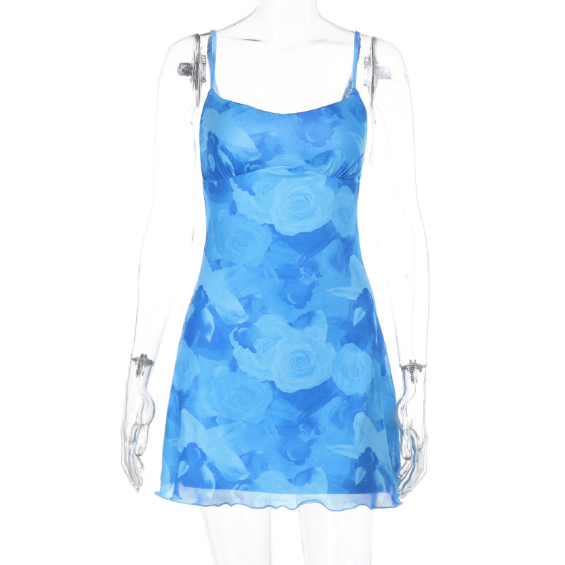 Damen modisches Sommerkleid mit zartem Blumenmuster und verstellbaren Trägern Mirla-Eva Jonsson