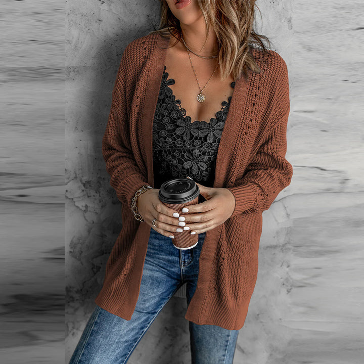 Damen offene Strickjacke mit leichter Lochstruktur und komfortabler Passform Mirla-Eva Jonsson
