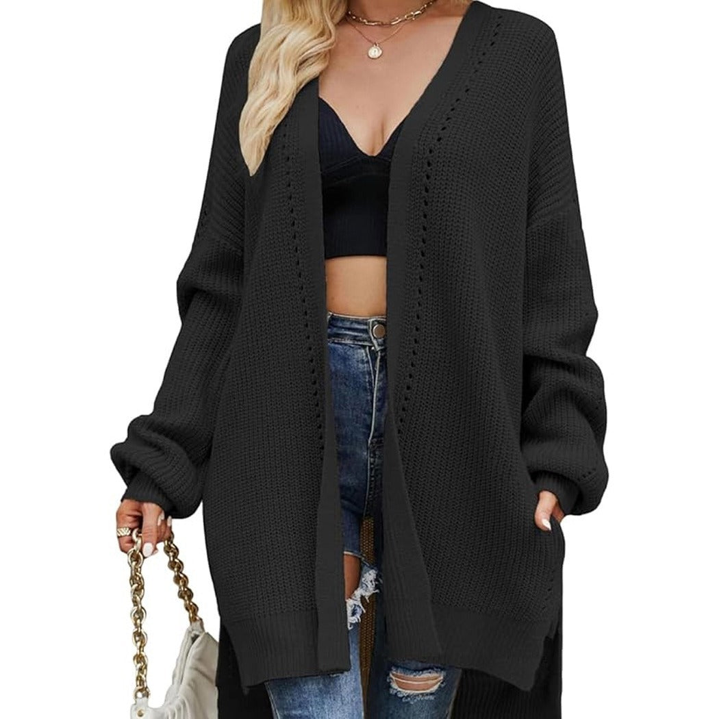 Damen offene Strickjacke mit leichter Lochstruktur und komfortabler Passform Mirla-Eva Jonsson
