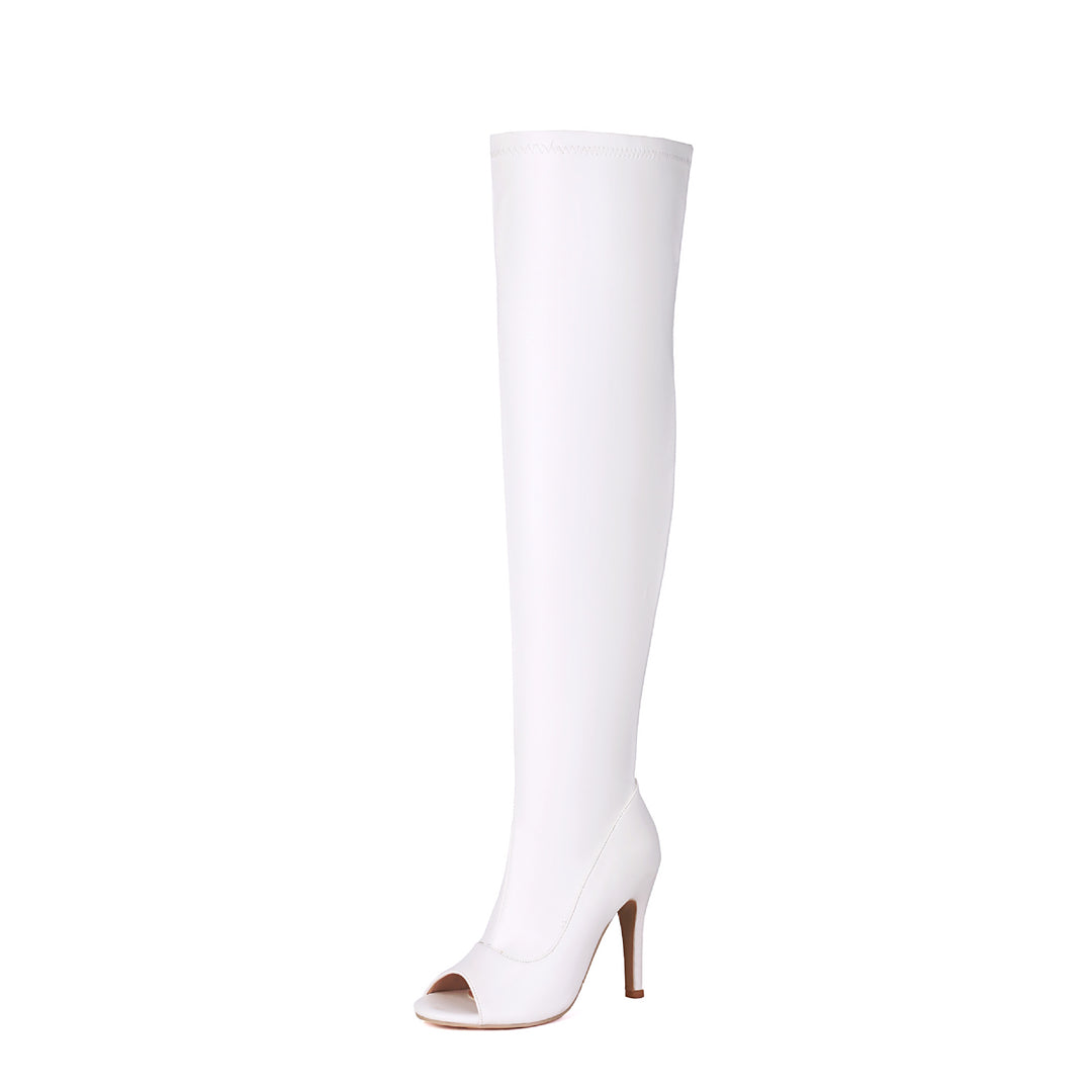 Damen överknästövlar med peep-toe och spännande djurdesign Mirla-Eva Jonsson
