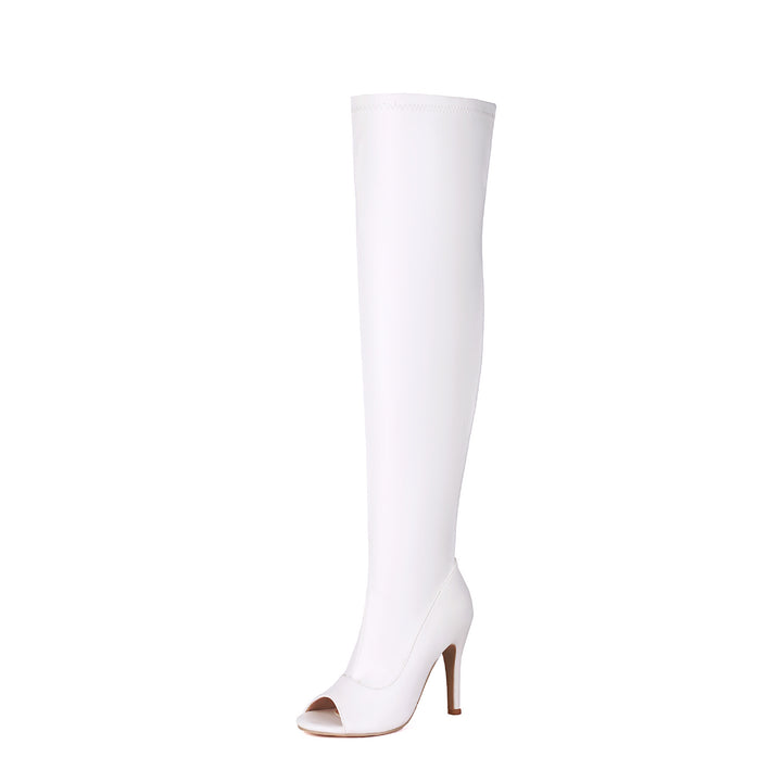 Damen överknästövlar med peep-toe och spännande djurdesign Mirla-Eva Jonsson