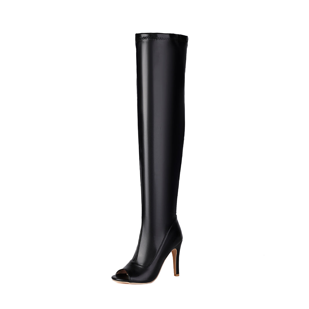 Damen överknästövlar med peep-toe och spännande djurdesign Mirla-Eva Jonsson