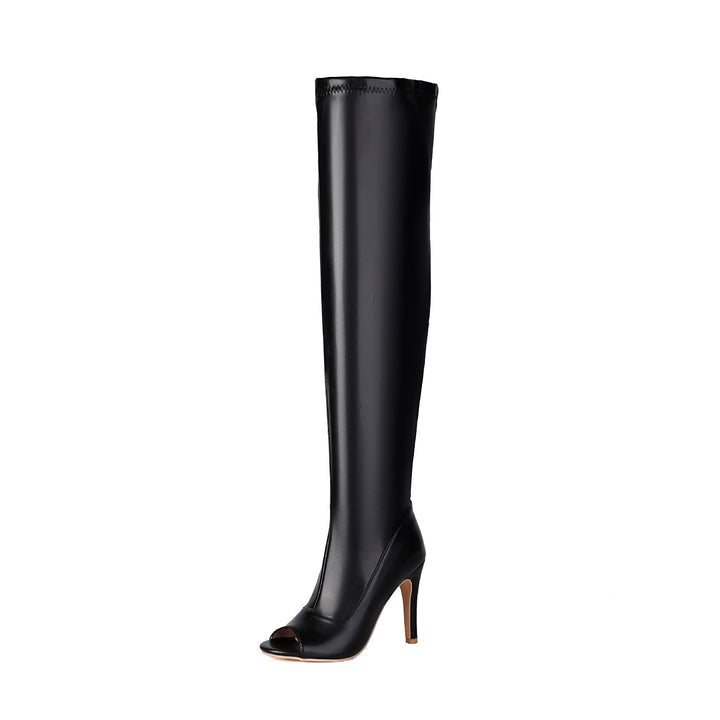 Damen överknästövlar med peep-toe och spännande djurdesign Mirla-Eva Jonsson