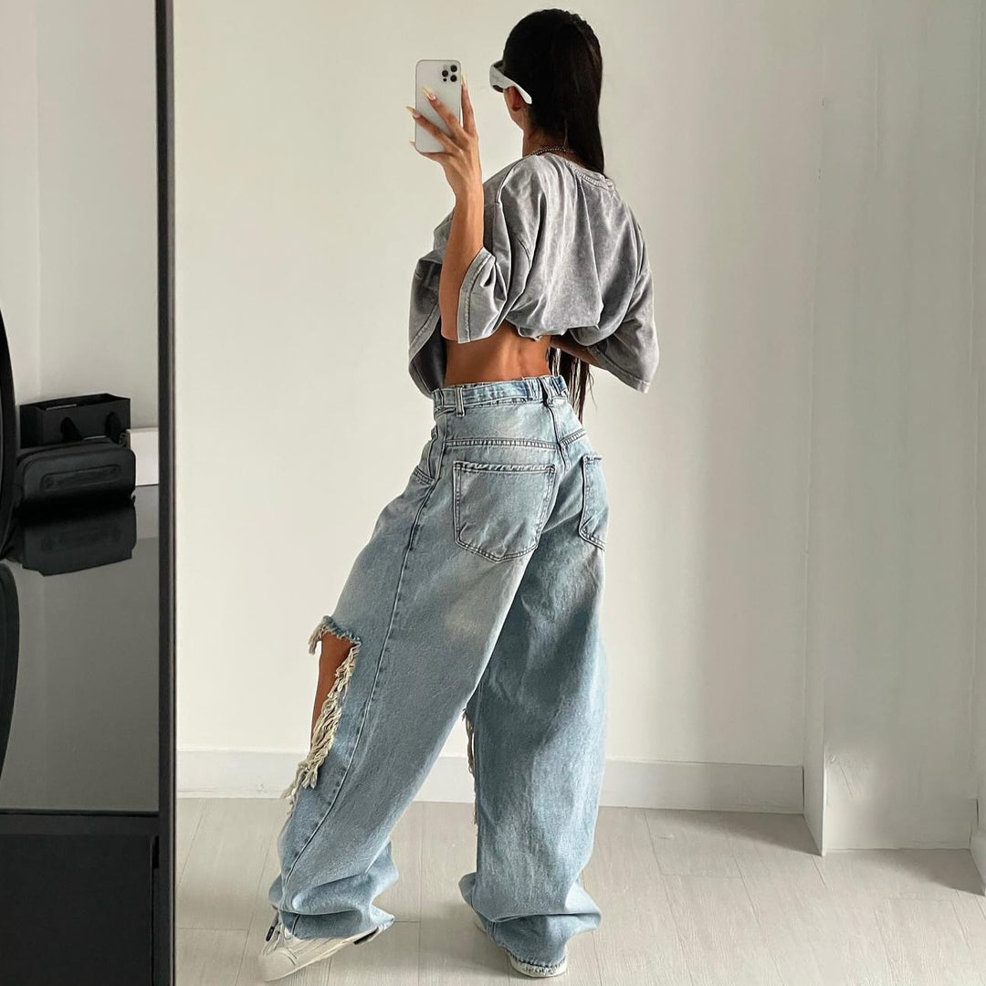 Damen oversized T-shirt med extraordinär vintage-tvätt-effekt Mirla-Eva Jonsson