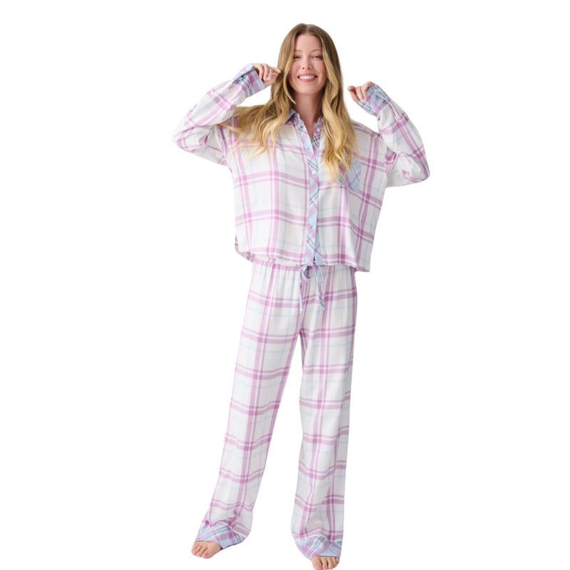 Damen pyjamaset med rutig mönster och luftig skärning Mirla-Eva Jonsson