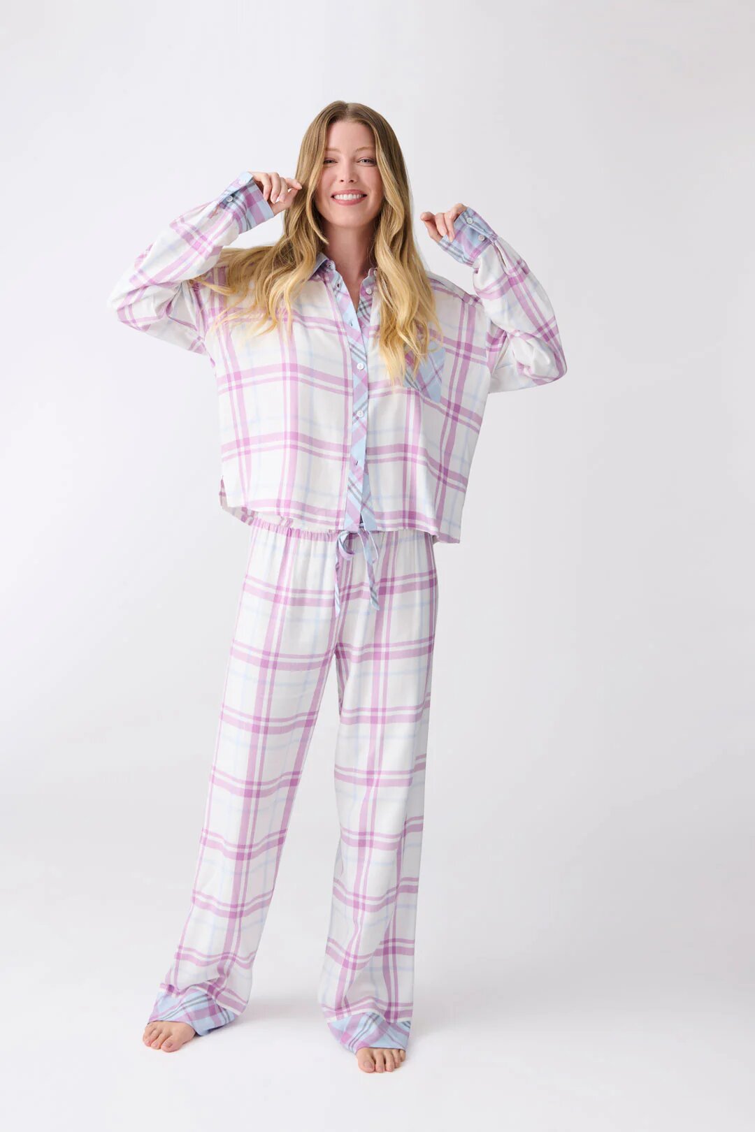 Damen pyjamaset med rutig mönster och luftig skärning Mirla-Eva Jonsson