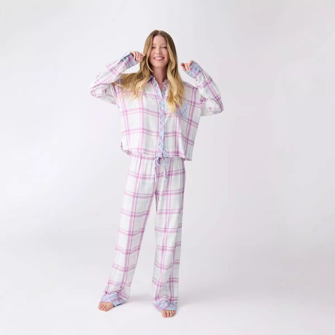 Damen pyjamaset med rutig mönster och luftig skärning Mirla-Eva Jonsson