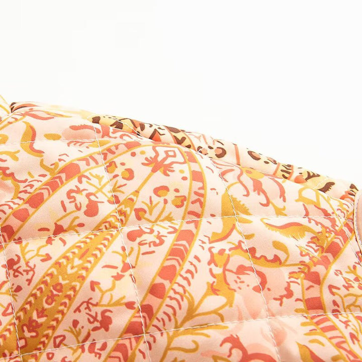 Damen quiltad jacka med unik blommig design Mirla-Eva Jonsson