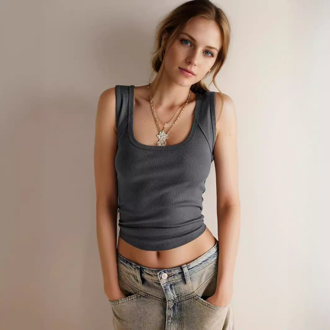 Damen ribbed shirt with narrow straps and fitted cut Mirla-Eva Jonsson