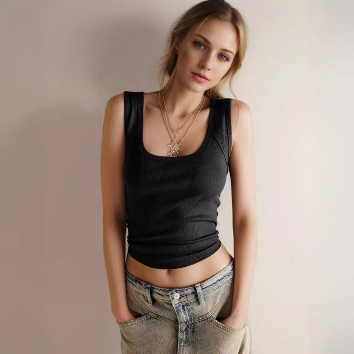 Damen ribbed shirt with narrow straps and fitted cut Mirla-Eva Jonsson