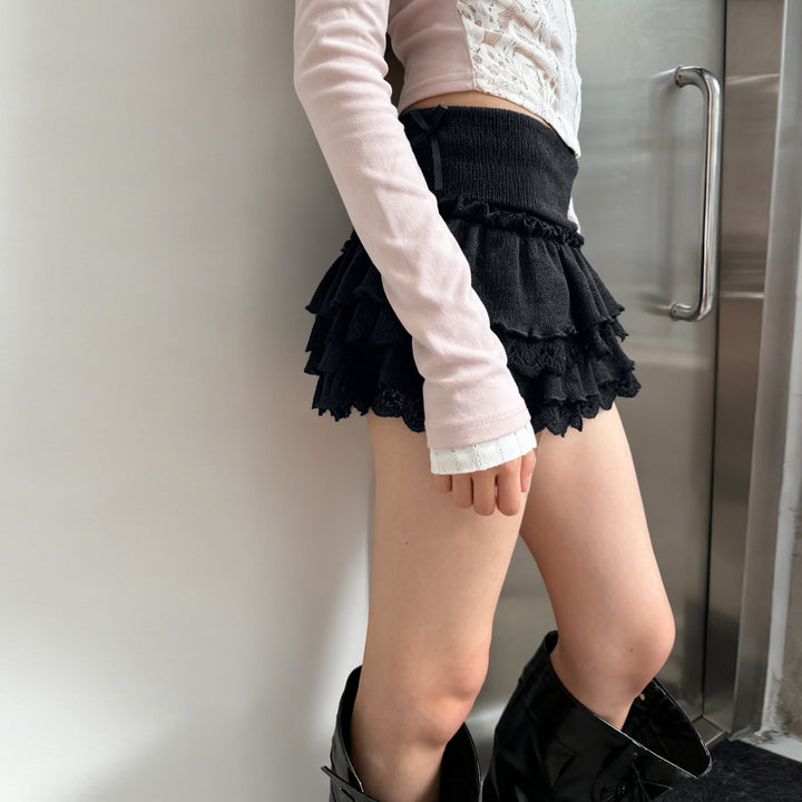 Damen ruffle skirt with lace trim and elastic waistband Mirla-Eva Jonsson