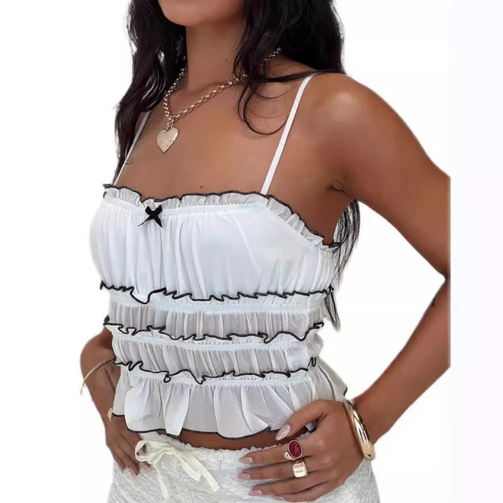 Damen ruffle top with lace accents Mirla-Eva Jonsson