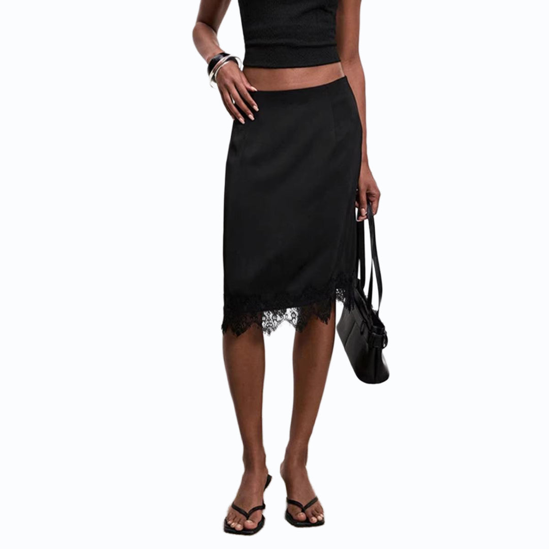 Damen satin skirt with lace appliqué Mirla-Eva Jonsson