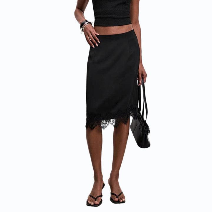 Damen satin skirt with lace appliqué Mirla-Eva Jonsson
