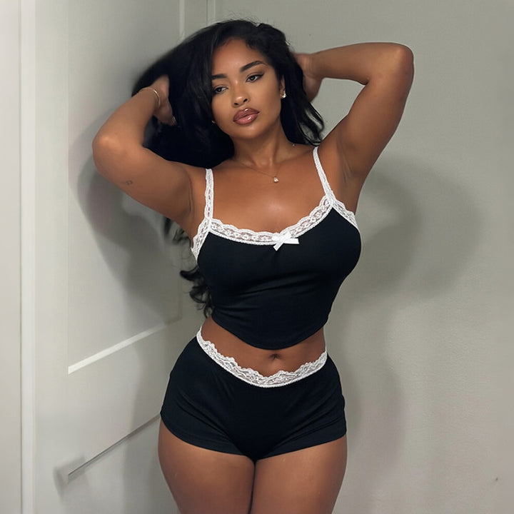 Damen set med spets-top och shorts Mirla-Eva Jonsson