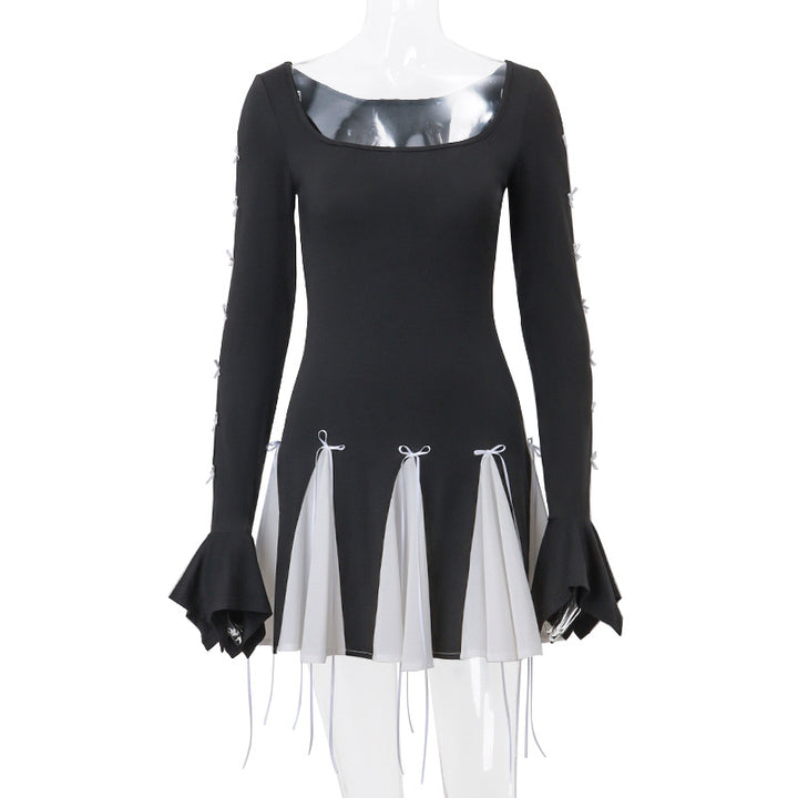 Damen skater dress with contrasting ruffle details and long sleeves Mirla-Eva Jonsson
