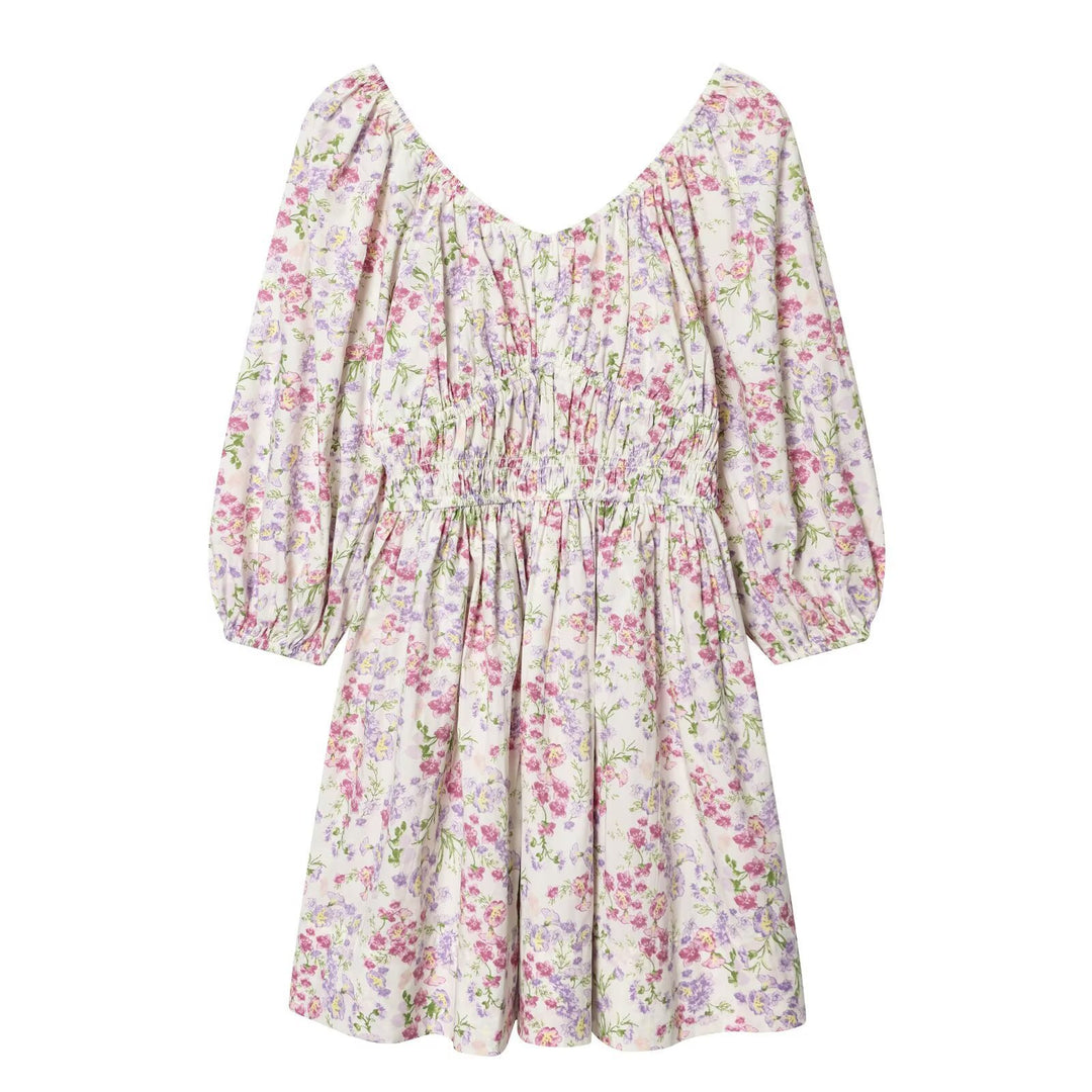 Damen sommardress med voluminösa puffärm och elastisk midja Mirla-Eva Jonsson