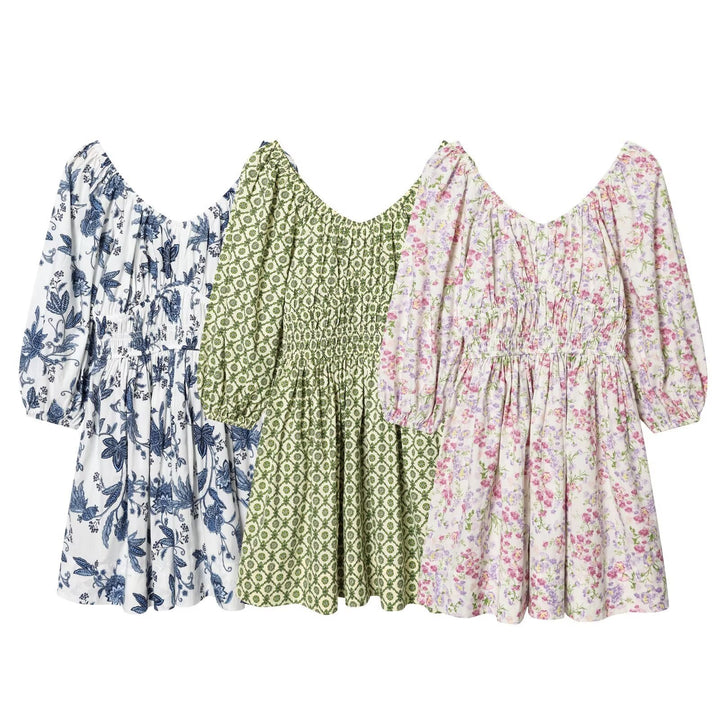 Damen sommardress med voluminösa puffärm och elastisk midja Mirla-Eva Jonsson