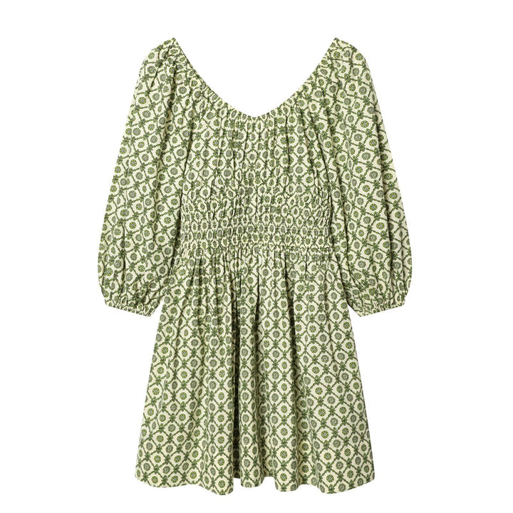 Damen sommardress med voluminösa puffärm och elastisk midja Mirla-Eva Jonsson