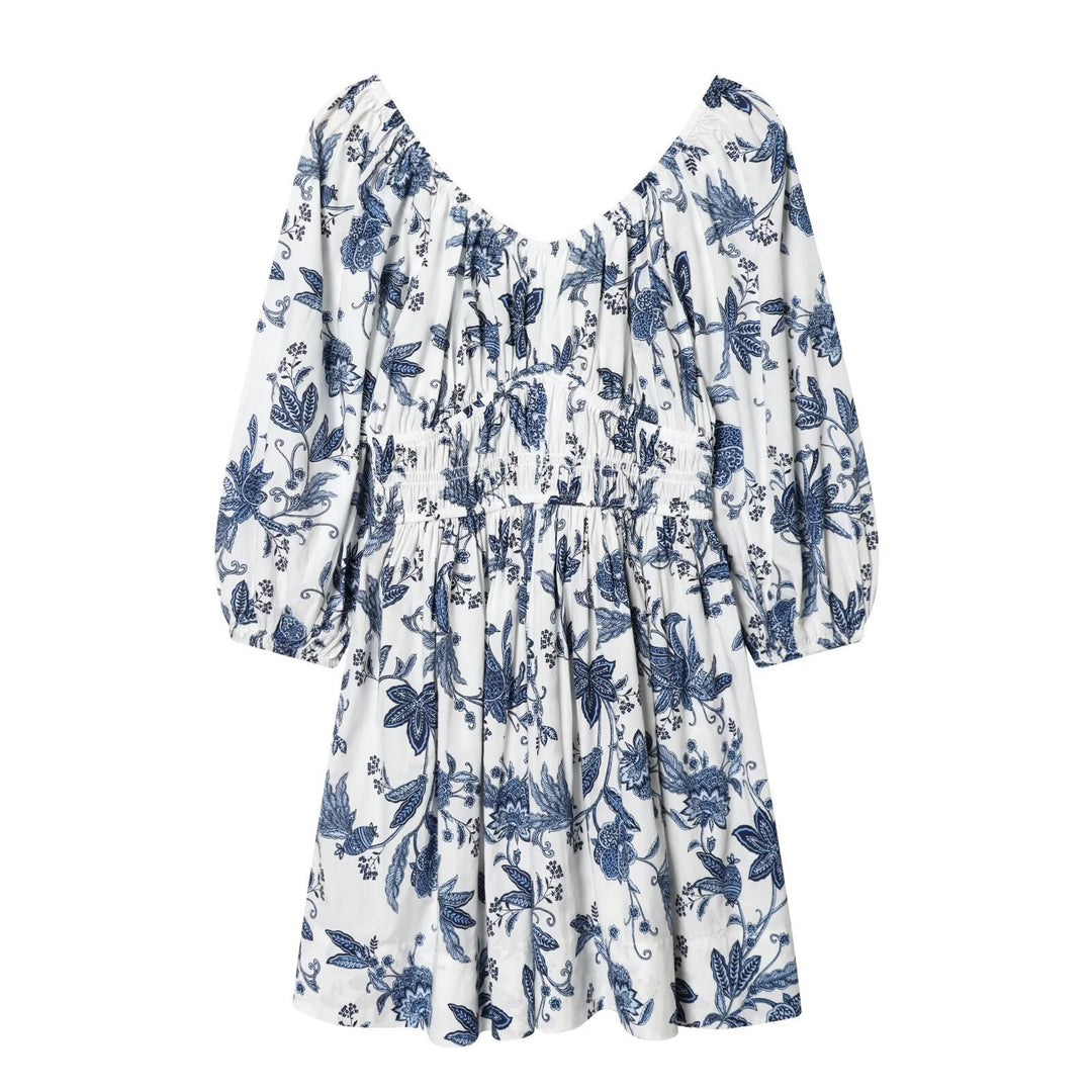 Damen sommardress med voluminösa puffärm och elastisk midja Mirla-Eva Jonsson