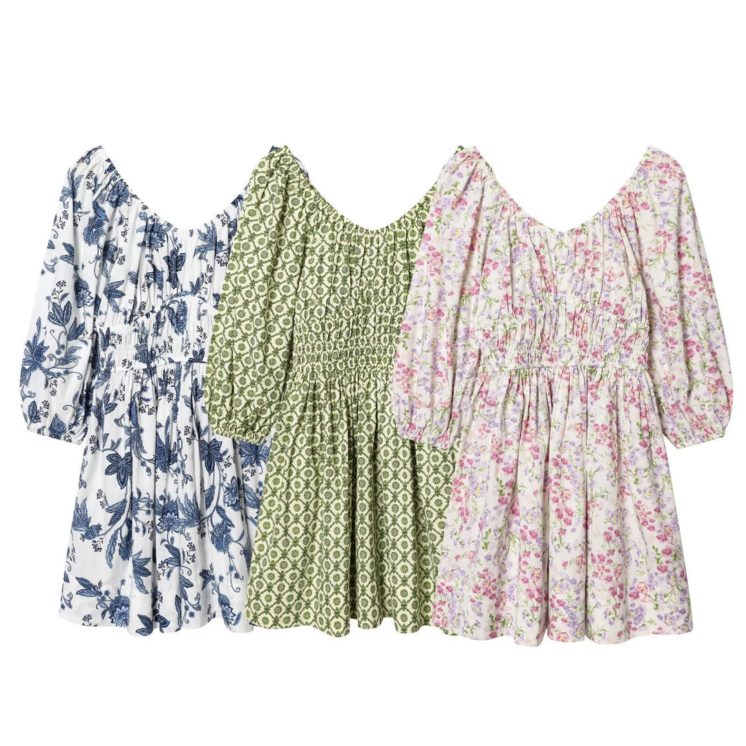 Damen sommardress med voluminösa puffärm och elastisk midja Mirla-Eva Jonsson
