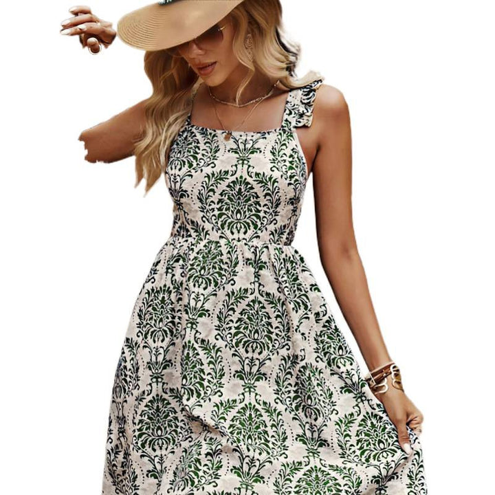 Damen sommarlikt figursytt klänning med blommönster och elegant snitt Mirla-Eva Jonsson