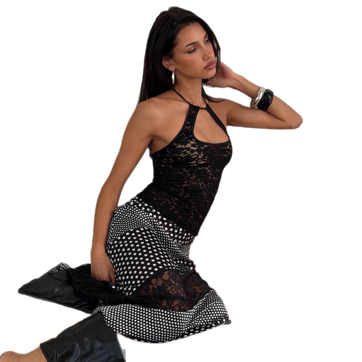 Damen spets-crop-top med raffinerad halterdesign Mirla-Eva Jonsson