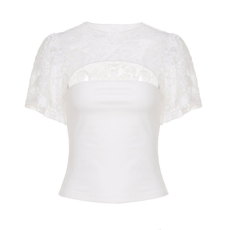 Damen spetsblus med cut-outs Mirla-Eva Jonsson