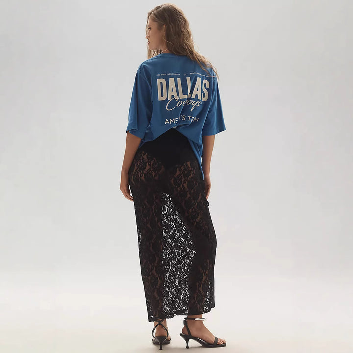 Damen spetskjol i lång, elegant design med hög slits Mirla-Eva Jonsson