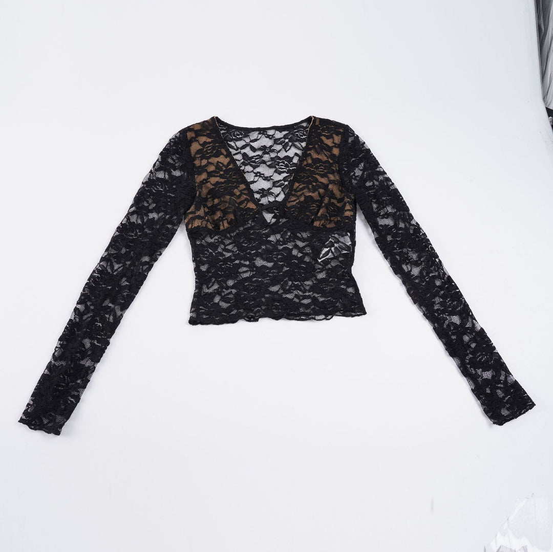 Damen spetsöverdel med genomskinliga inslag Mirla-Eva Jonsson